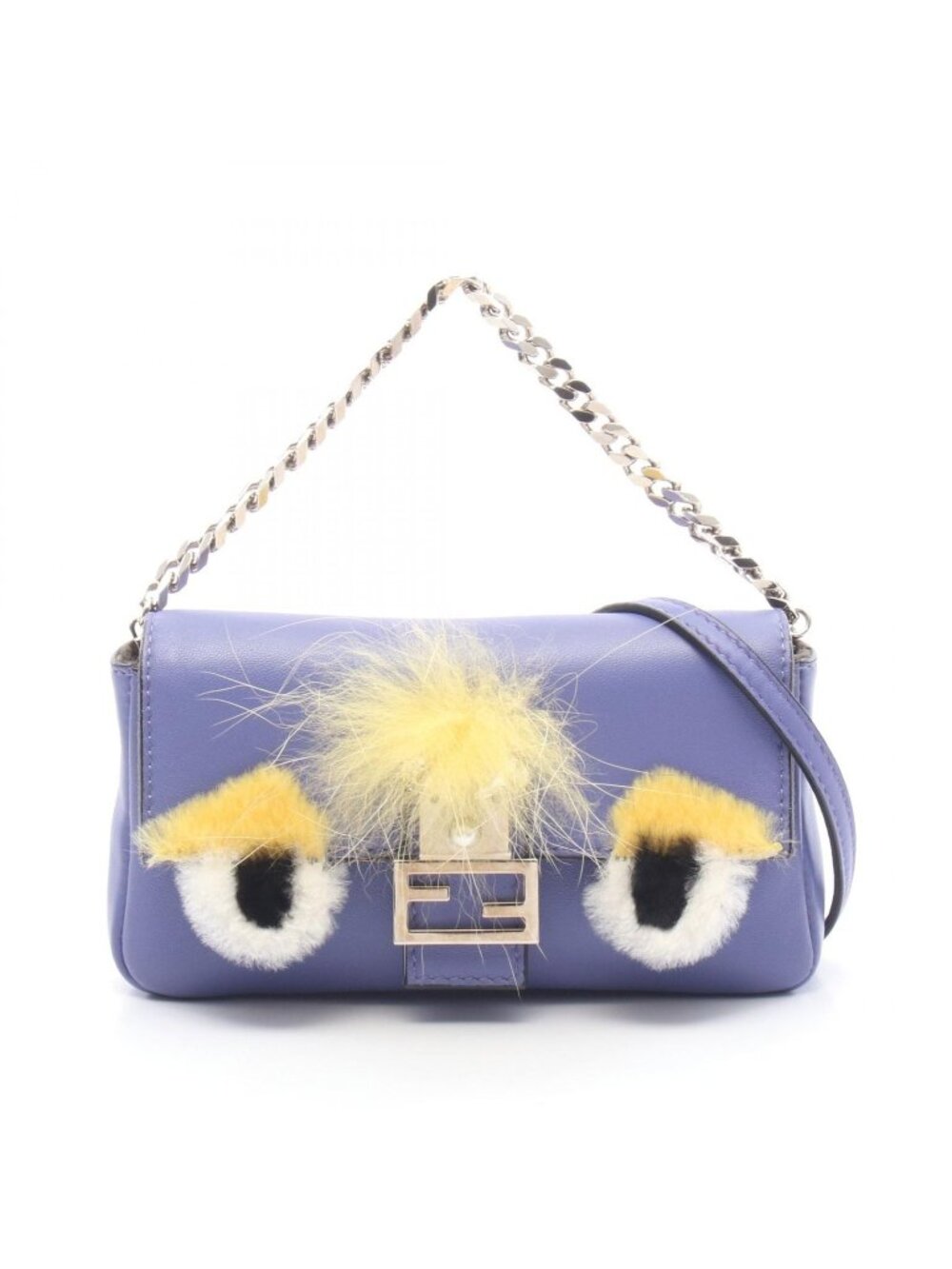 Fendi Shoulder Bag Micro Bucket Purple Leather Monster